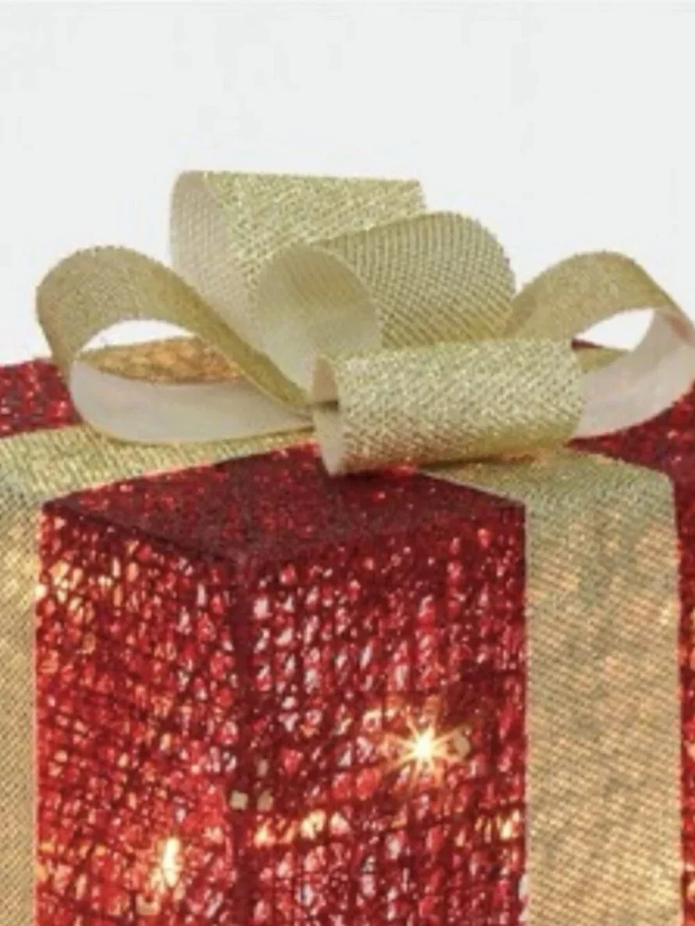 🎁 National Tree Co Pre-Lit Red Sisal Gift Boxes Set 3 Christmas Lighted Decor🎁